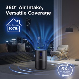 MOOKA Air Purifiers for Home Large Room up to 1076 ft², H13 True HEPA Air Filter Cleaner, Odor Eliminator, Remove Smoke Dust Pollen Pet Dander, Night Light, B-D02L Black