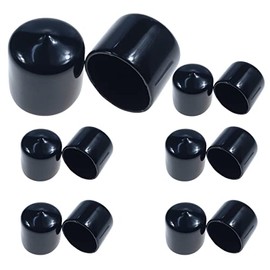 1 Inch Rubber End Caps Round Rubber Caps Plug Insert Decking Caps Black Rubber Tips PVC Flexible Vacuum Caps Plastic End Caps for Pipe Tube Pack of 12