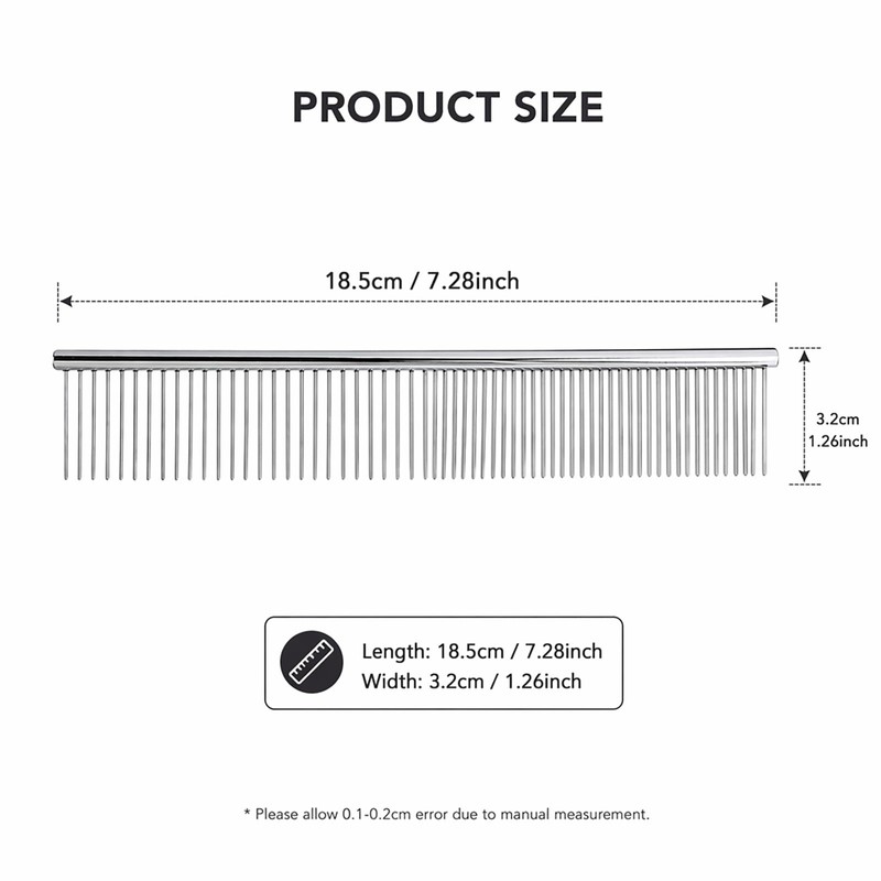 Professional Metal Pet Comb, Stainless Steel Pets Grooming Comb