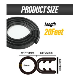 ESEWALAS 10Ft/20Ft Car Door Rubber Seal Strip with Top Bulb,Rubber Weather Seal,Automotive Weather Stripping Soundproofing Edge Guard Trim for Cars, Boats,RVs,Trucks and Home Applications (20 Feet)