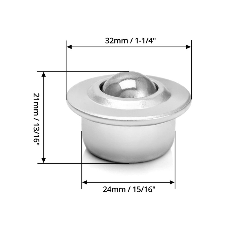 QWORK® Ball Rollers with Steel Ball, Universal Base Conveyor Belt