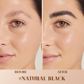 Complete Eyebrow Kit for Fuller, Natural Brows – Includes Multi-Prong Liquid Pen, Dual-Ended Blade Pencil with Brush, Refill Core, and Sharpener. Creates Hair-Like Strokes. (Natural Black)