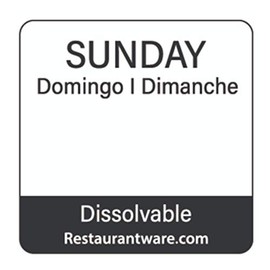Restaurantware RW Smart 1 Inch 1 Inch Food Rotation Labels 500 Dissolvable Food Safety Labels - Premium Trilingual Black Paper Day Of The Week Labels For Food Storage Or Prep Sunday