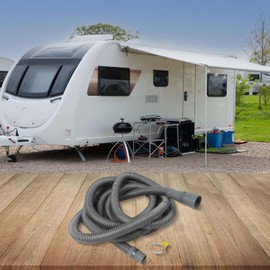 Kit de manguera de alcantarillado plegable RV con adaptador ajustable, tubo de drenaje telescópico extensible de 1 m a 5 m para caravanas y eliminación de desechos, vertedero portátil de agua gris y