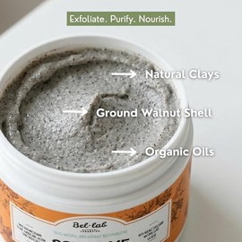 Mascarilla exfoliante facial Bel Lab con aceite de argán y arcillas naturales, tratamiento de limpieza profunda para pieles secas y sensibles, 5 onzas