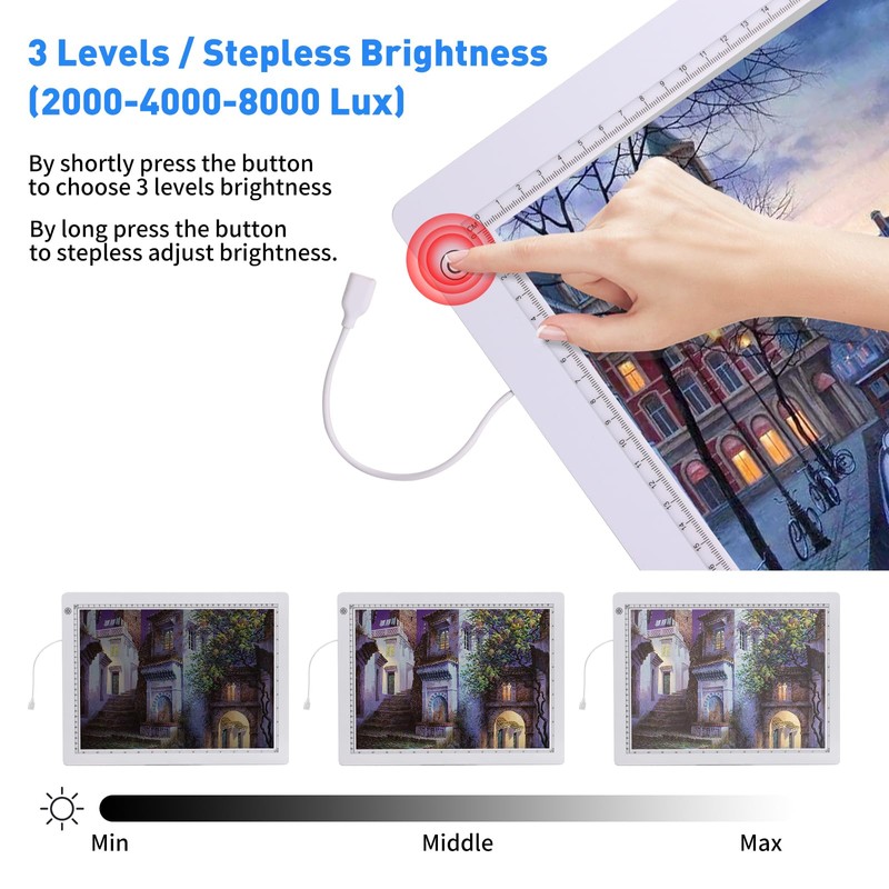 TOHETO A4 Light Pad with Foldable Stand, UL Certified Adapter,