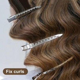 Desenda 15 PCS Duck Bill Hair Clips Hair Styling Clips Silver Metal Hair Clips Non Slip No-Trace Alligator Curl Clips with Holes for Styling Hair Sectioning (Silver)