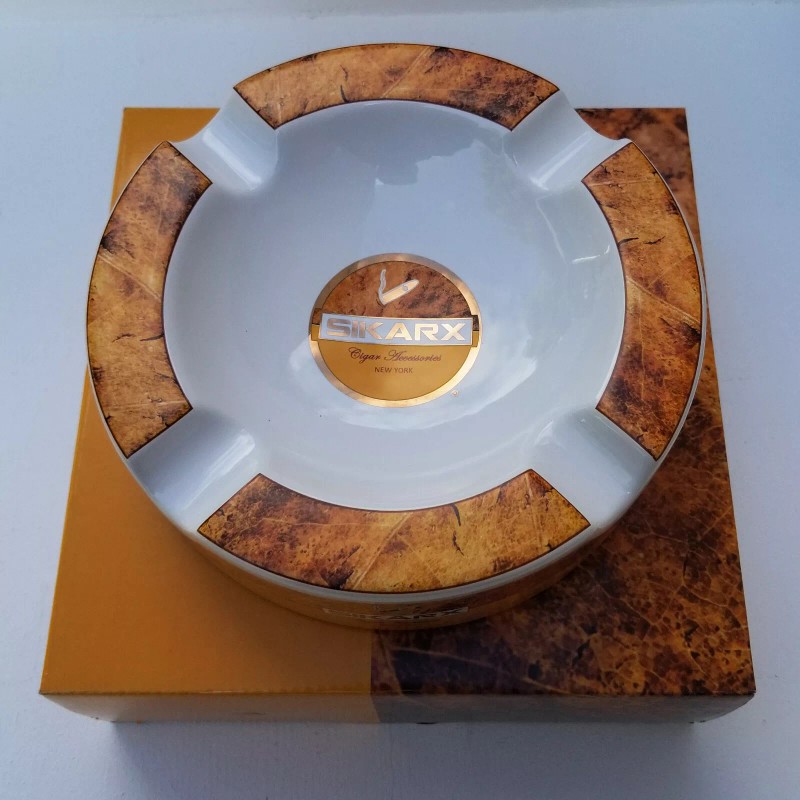 Sikarx Cigars Leaf Large Ceramic Ashtray for Patio / Outdoor
