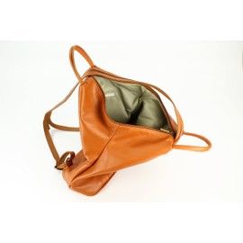 Belli City Backpack Lightweight Medium Italian Leather Women's Bag Backpack Handbag Made in Italy – 29 x 32 x 11 cm (W x H x D), Cognac