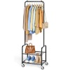Aooda Small Clothes Rack with Shelves Metal Sturdy Rolling Clothing