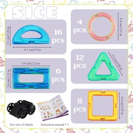 dellyy Magnetic Building Blocks, 46 Pieces, Magnetic Toy, Magnetic Building Blocks, Large, Magnets Children's Toy from 3 4 5 6 7 8 9 10 Years Boys Girls, Educational Gifts for Children, Construction