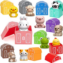 Aigybobo Juguetes de Estudio para niños y niñas de 3 años, 20 Juguetes para Animales de Granja Montessori contando, emparejando y clasificando Juegos 