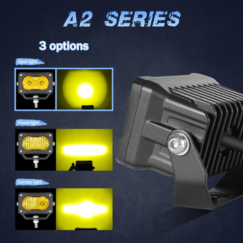 LED Pods, Fastchoy Auto 2Pcs 40W 3 Inch Yellow Spot