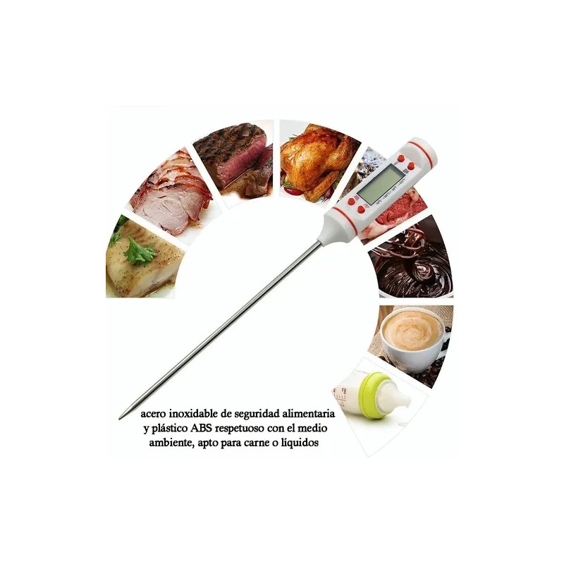 Termometro Digital Cocina Carne Reposteria Chcolate Comida Blanco