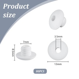 AHANDMAKER Pack of 80 Pegboard Hook Locks Display Rack Stopper 3.5 mm Hole Inventory Control Plugs Product Stopper for Peg Board Slat Wall Panels White