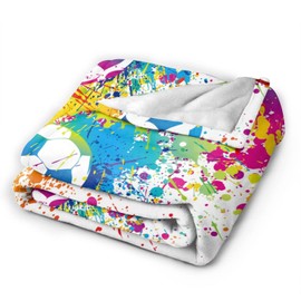 Soccer Sports Blanket Fun Ball Super Soft Warm Bed Throw Blankets for Couch Bedroom Sofa Office Car, Cozy Flannel Plush Bedding Blanket Gifts for Girls Boys Kids Adults, 50"X40"