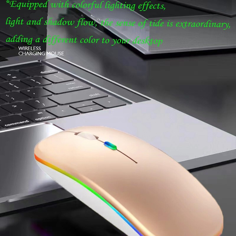 LED Wireless Slim Silent Dual-Mode 2.4G+BT Rechargeable 7-Color Portable Mobile