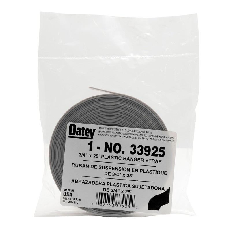 Oatey 33925 3/4 in. x 25' Plastic Hanger Strap, Bagged,Gray