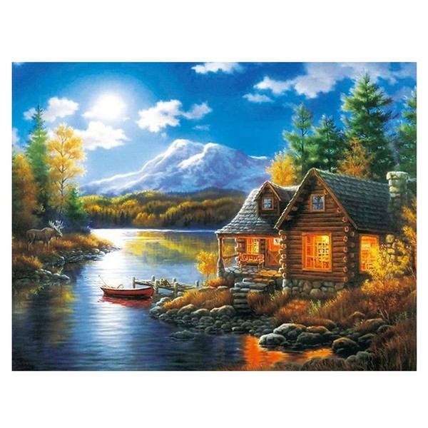 Cukol Cross Stitch Embroidery Kits Pre-Printed Set Adult Landscape Embroidery Templates Embroidery Pictures Pre-Printed Cross Stitch Embroidery Kit Embroidery Picture Set for Adults Beginners Cross