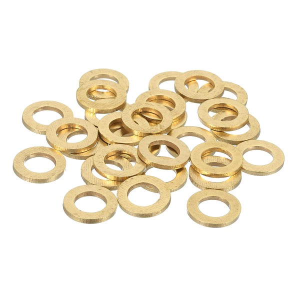 sourcing map 28 Pack Brass Flat Washer, M8 Copper Washers
