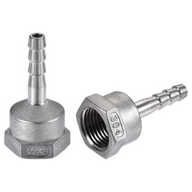 sourcing map 304 Stainless Steel Hose Connector Hose Nozzle Fitting Coupling 8 mm Barb x G1/2 Female Thread Pipe Adaptor Pack of 2