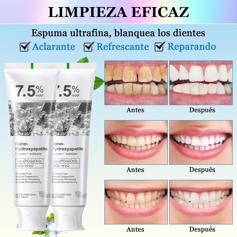 7.5% Nano Hydroxyapatite Toothpaste Helps Remineralize, (2 PCS)