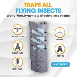 Gardner - Fly Traps Indoor For Home, Indoor Bug Trap, Plug In Bug Catcher Indoor, Fly Catcher Indoor, Gnat Traps For House Indoor Plug-In, Fruit Fly Traps For Indoors, Flying Insect Trap Indoor (Grey)