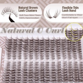 Brown Lash Clusters Wispy Eyelash Extensions Natural Look Individuals Lashes C Curl DIY Cluster Eyelashes 252 Pcs Left & Right Paired Dark Brown Cluster Lashes by Mavphnee