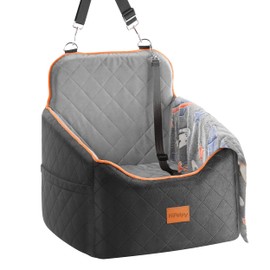 HiPetpy Dog Car Seat for Small Dog with Washable Mat, Booster Seat for Dogs Under 30lb, Elevated Pet Seat with Pockets, Anti-Slip Bed for Car, Perfect for Front & Back Seats with Safety Leash