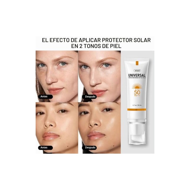 VGO Protector Solar Tintado Para Rostro Spf 50, Crema Solar