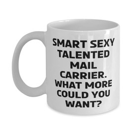 Cute Mail carrier Gifts, Smart Sexy Talented Mail Carrier. What More Could, Sarcasm 11oz 15oz Mug For Coworkers From Team Leader, Mailman, Postal worker, Mailwoman, Package delivery person