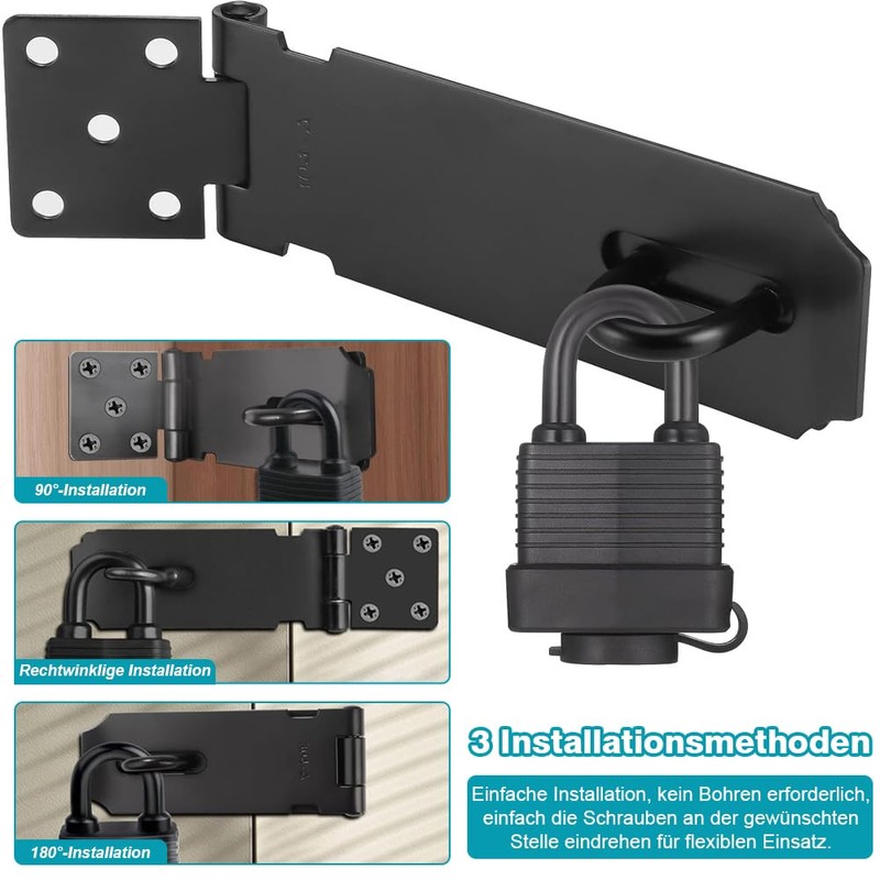Stainless Steel Deadbolt Lock Hasp with Padlock & Screws, 5