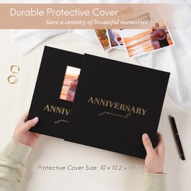 Rseozr Wedding Anniversary Journal Book for Couples - Linen Memory Scrapbook Album for 1st to 70th Anniversaries Marriage Keepsake Notebook for Newlywed Marriage (Black, 186 Pages)