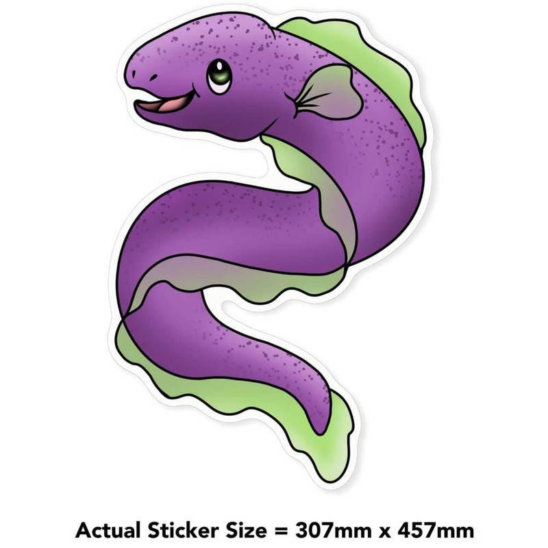 Extra Large 460mm 'Cute Moray EEL' Permanent Sticker Decal for