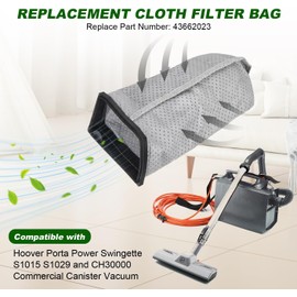CH3000 Bolsas de filtro de tela para aspirador Hoover Porta Power Swingette S1015 S1029 CH30000 – Pieza de repuesto 43662023 – Paquete de 3