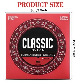 Guitar Strings Classical Guitar - Student Nylon Classical Guitar Strings - Guitar Strings Classical Guitar - EJ27N - Normal Tension - Pack of 1