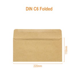 Noa Home Deco Kraft Paper Envelopes, Made of Vintage Kraft Paper, 80 g/m², DIN DL, 220 x 110 mm, Pack of 100
