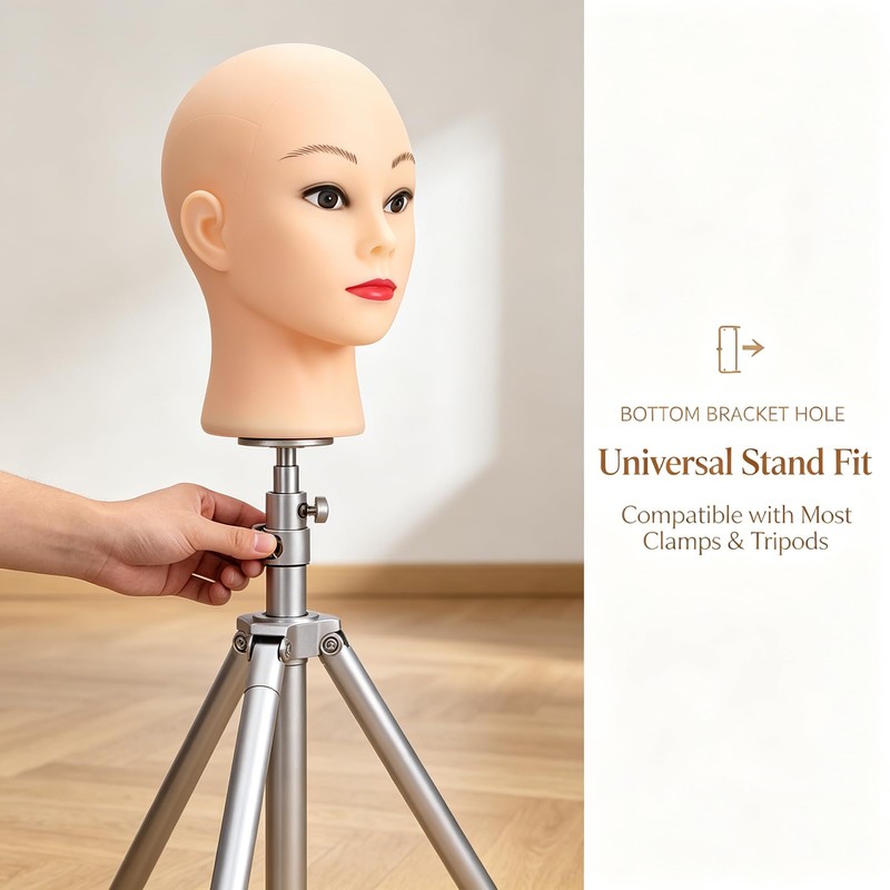 Bald Mannequin Head, PVC Manikin Head for Wigs Making and