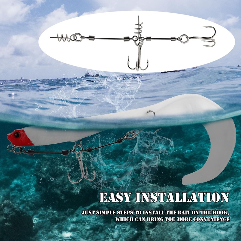 FishingPepo 3Pcs Fishing Jig Heads Kit Three Treble Hook Line