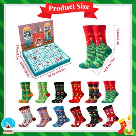 iZoeL Socks Advent Calendar 12 Pair of Chrismas Socks for Men Women Advent Calendar 2024 Men Adult Advent Calendar for Teenage Boys Teenage Girls Calendar for Dad Grandfather Mon Boyfriend Girlfriend