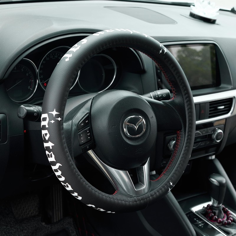 Getaway Car Leather Steering Wheel Cover - 15-inch Universal Microfiber-