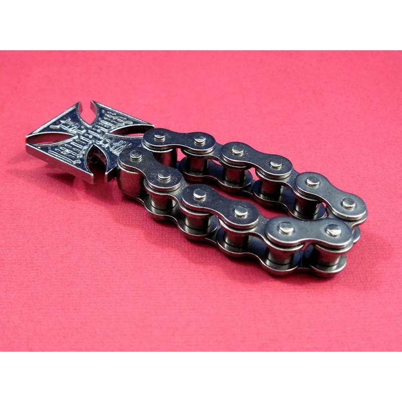 WEST COAST CHOPPERS Iron Cross Logo Motorcycle Chain Beer Bottle