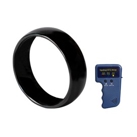 HECERE RFID Regrabable 125 KHz/13,56 MHz ID/IC T5577/UID Anillo de dedo inteligente de cerámica negra intercambiable para hombres o mujeres, con un lector RFID grabadora copiadora para duplicado (ID 125 KHz anillo 22 mm + copiadora)