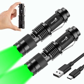 ULTRAFIRE Mini Green Flashlight Rechargeable Zoomable Green Hunting Light
