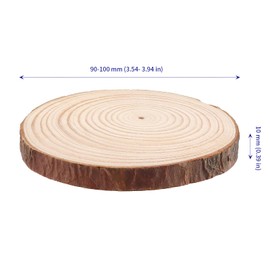 SOUJAP 100Pcs 3.5-4 Inch Natural Wood Slices, Unfinished Wooden Slices with Tree Bark, Wood Log Discs Circles for DIY Crafts, Centerpieces