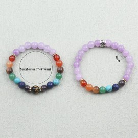 UEUC Chakra Bracelets for Women, Yoga 7 Chakra Crystals Gemstone Bracelet, 8mm Crystal Meditation Energy Balancing Bracelets, Stone
