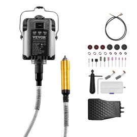VEVOR Flex Shaft Grinder, 1000W 30,000RPM Electric Flex Shaft Rotary Tool Carver, Multi-functional Hanging Grinding Machine with 31PCS Accessories & Foot Pedal for Carving Buffing Drilling Polishing