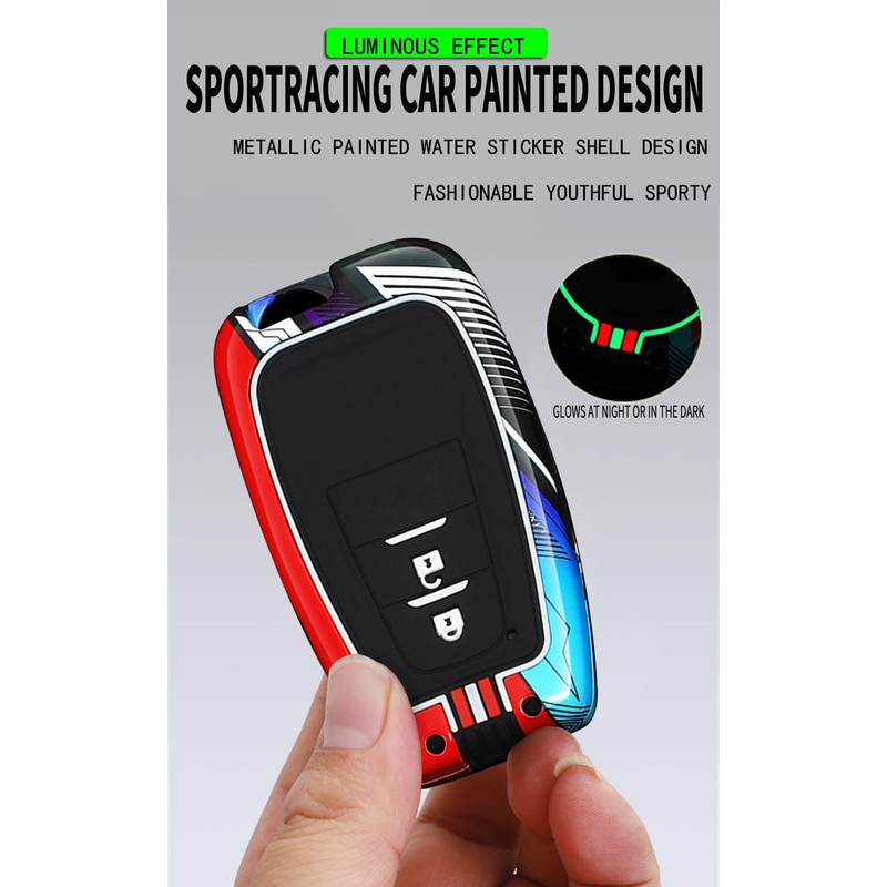 HIBEYO 2 Button Key Fob Cover Compatible with Toyota RAV4