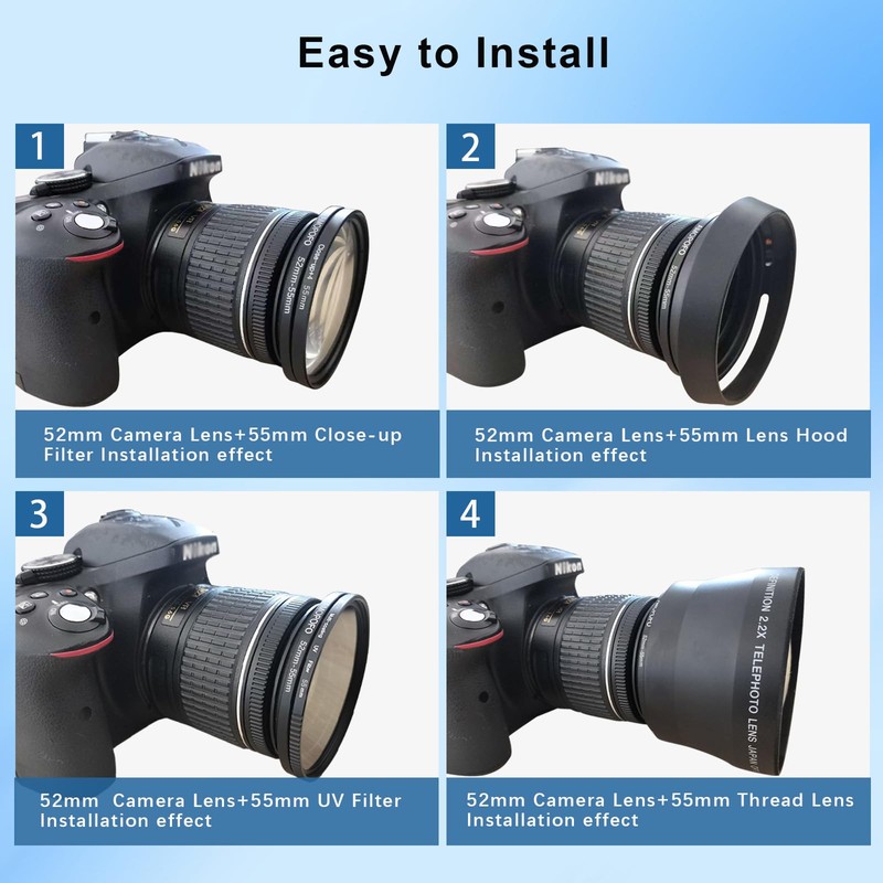 52mm to 55mm Camera Filter Ring/52mm to 55mm Step-Up Ring