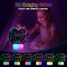 Dagydali Pack of 2 Stitch Night Light for Children, Stitch Lamp, Stitch Toy from 2 3 4 5 6 7 Years Boys Girls Gifts, 3D LED Bedside Lamp, 16 Colours Change with Remote Control